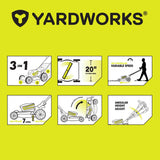 Yardworks 48V 3-in-1 Cordless Brushless Self-Propelled Mower, 21-in with 6Ah Battery & 2Ah Charger