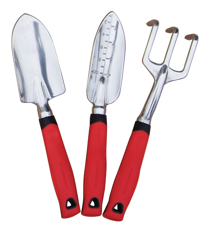 Yardworks Aluminium Garden Tool Set with Rubber Handles, Assorted Colours, 3-pc F5