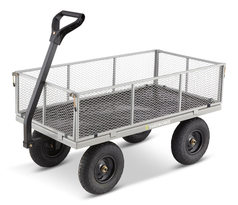 Yardworks Steel Tray 4-Wheel Mesh Garden/Yard Cart with Removable Sides, 1200-lb O1