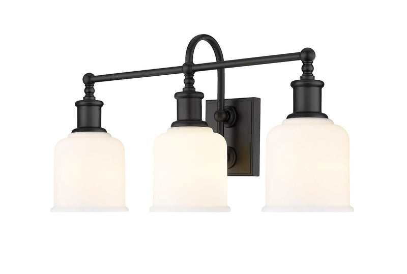 Z-Lite Bryant 3-Light Vanity Light, Black with Opal Shade P1