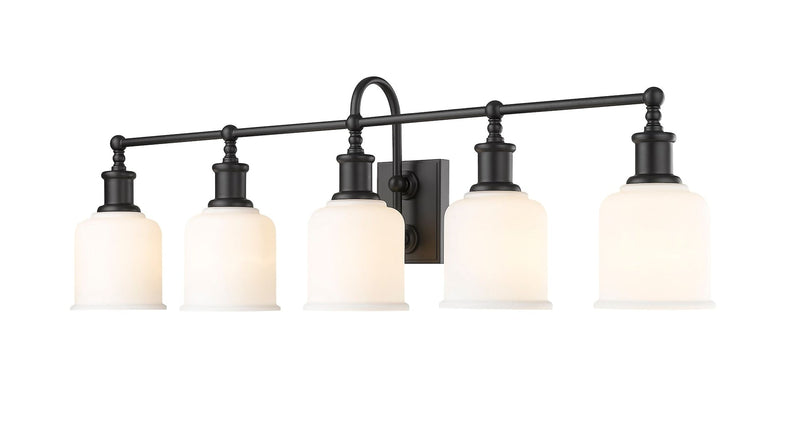 Z-Lite Bryant 5-Light Vanity Light, Black with Opal Shade L6