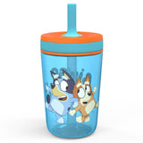 Zak Designs Bluey Kelso Straw Water Bottle for Kids, 50-oz