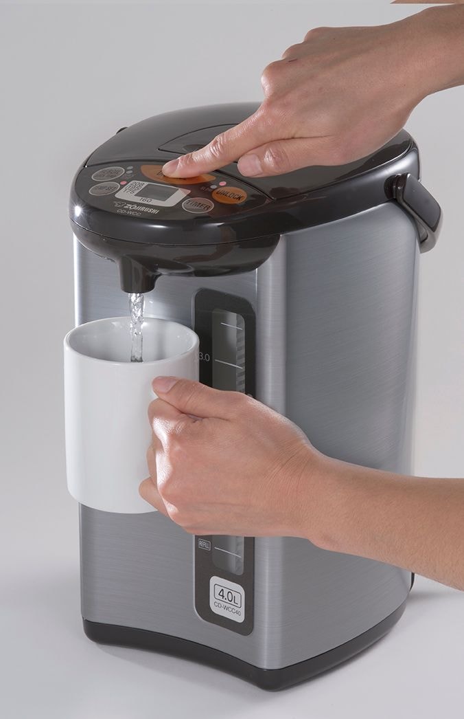 Zojirushi Electric Hot Water Boiler, Warmer & Dispenser, Black/Stainless Steel, 4-L N6