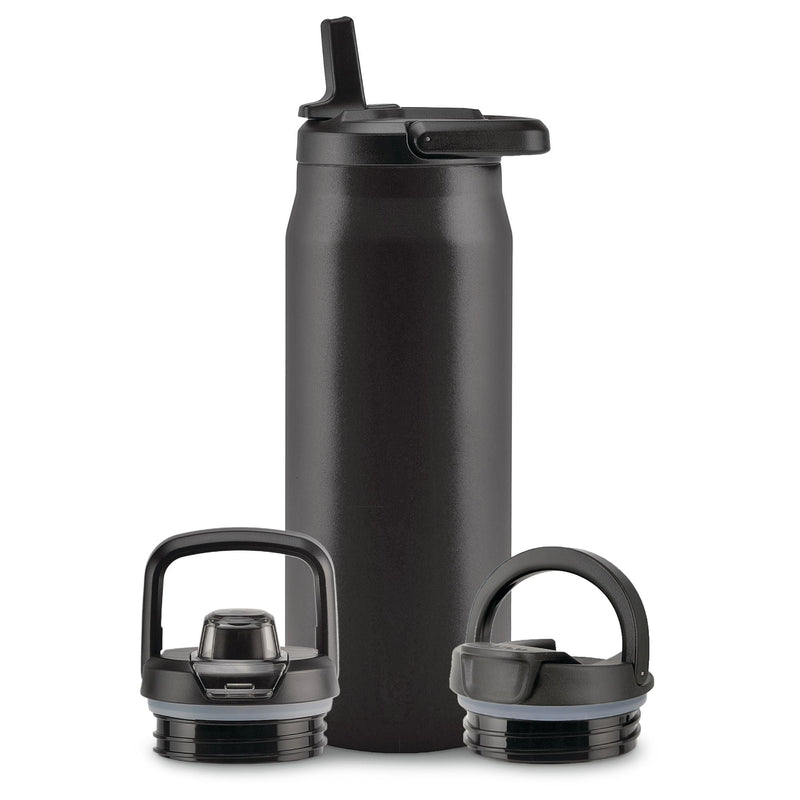 Zulu Core Vacuum Insulated Stainless Steel Bottle, 32-oz, Black, with Multi Lid G9
