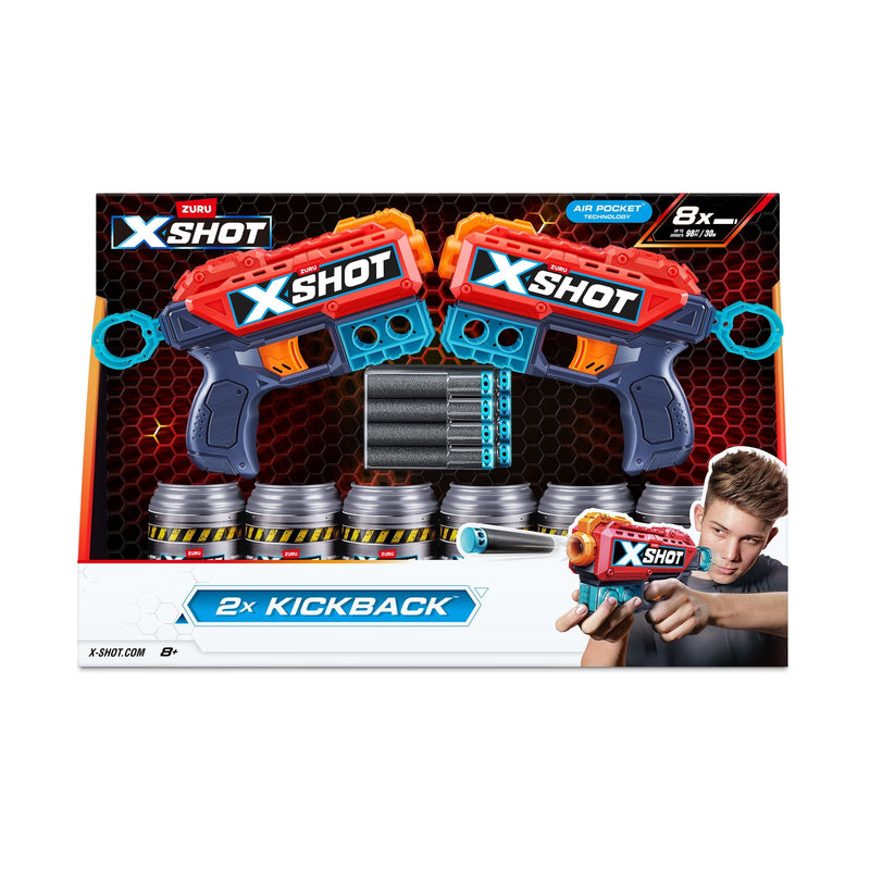 Zuru X-Shot Excel Double Kickback Dart Blaster, Includes 6 Cans & 8 Darts, 2-pk, Ages 8+ W8