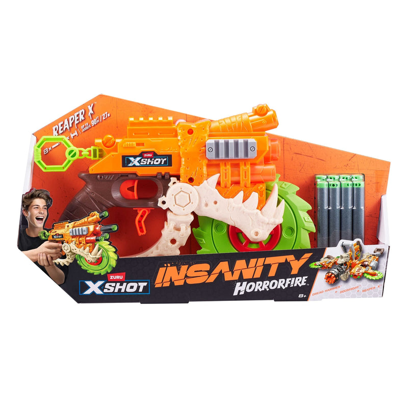 Zuru X-Shot Insanity HorrorFire Reaper X Dart Blaster with Saw Blade, Includes 8-Darts, Ages 8+ X3